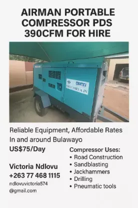 Picture of Airman Portable Compressor Compressor PDS 390CFM for hire at $75 per day